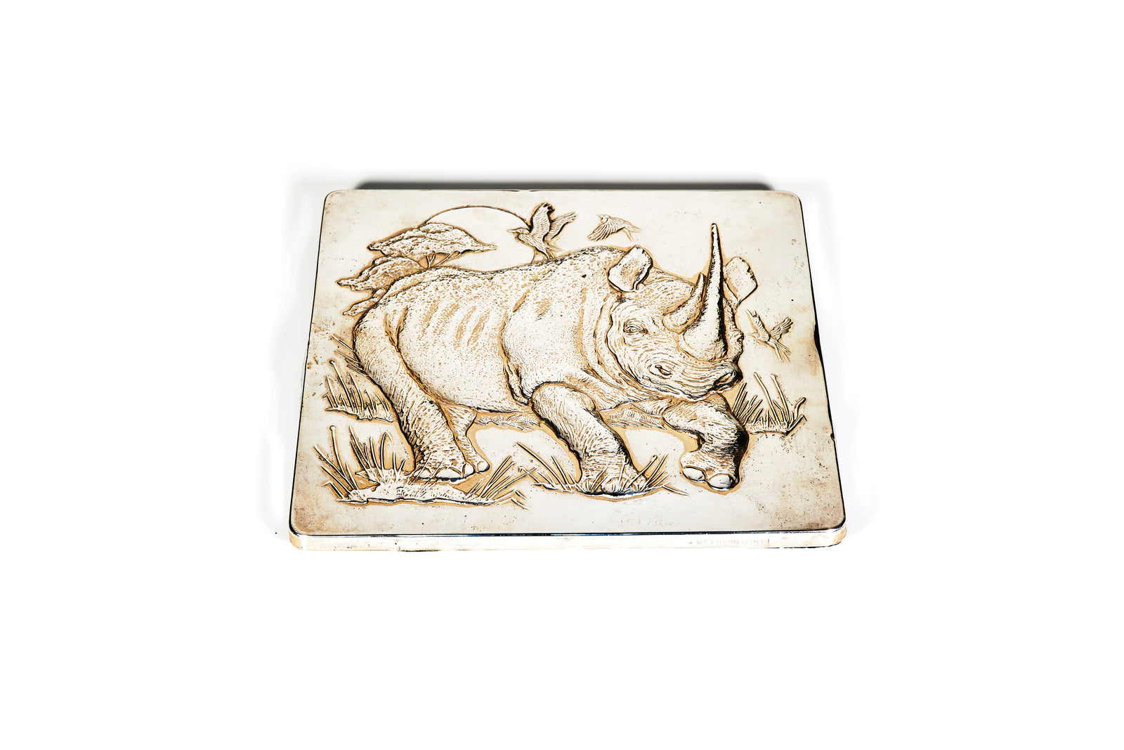 Sterling Silver Rhino Plaque
