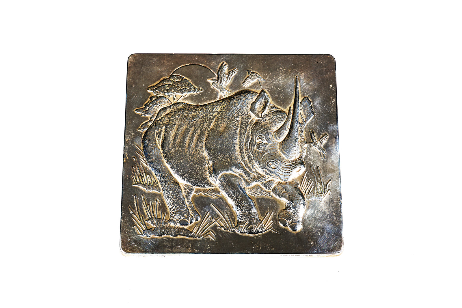 Sterling Silver Rhino Plaque