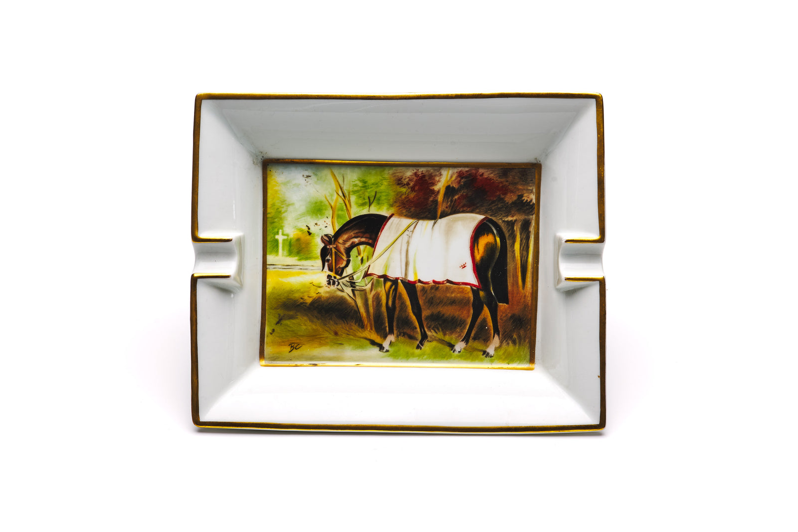 Hermes Porcelain Ashtray, Racing Horse