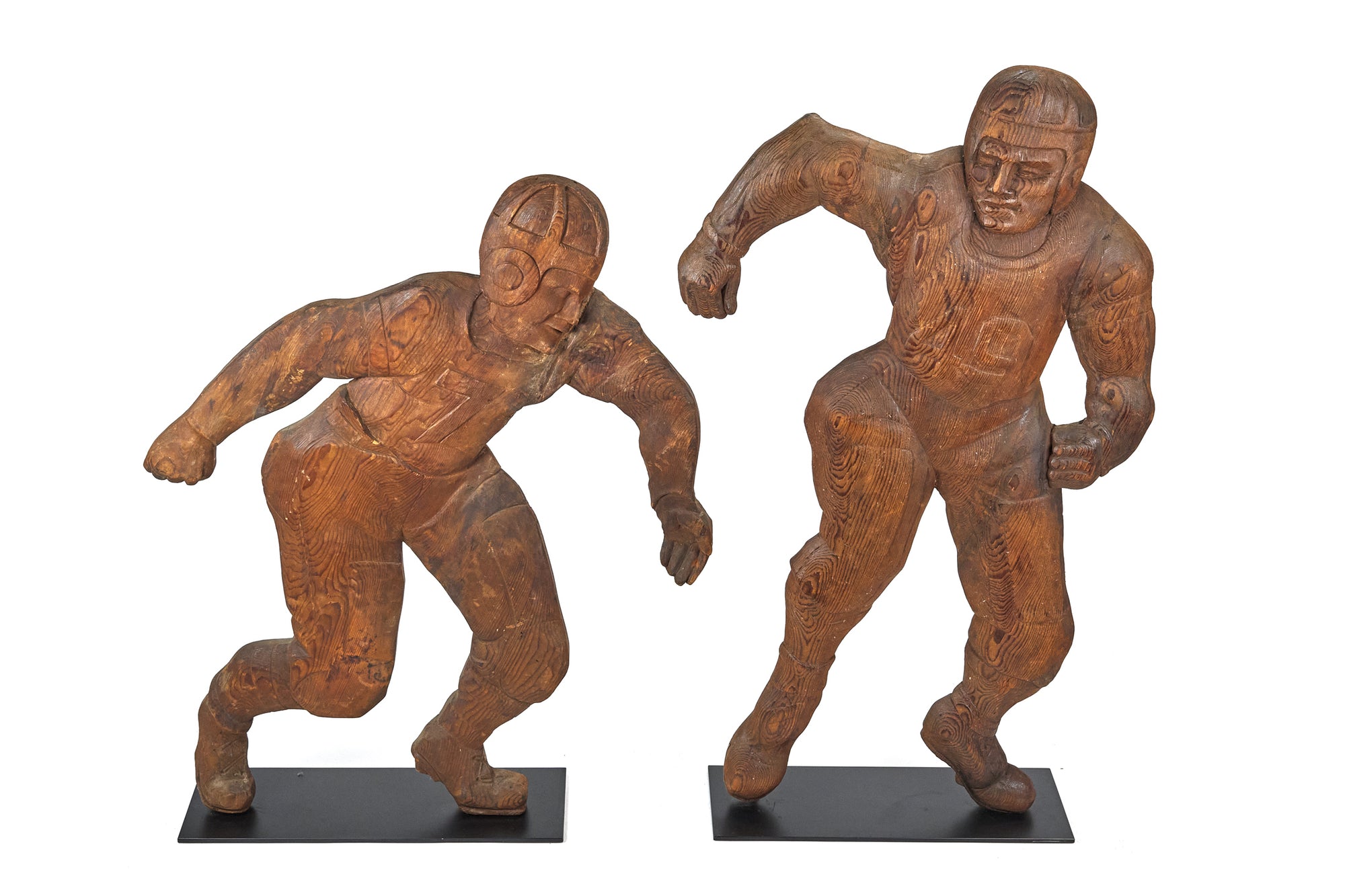 Hand-Carved Wood Football Players