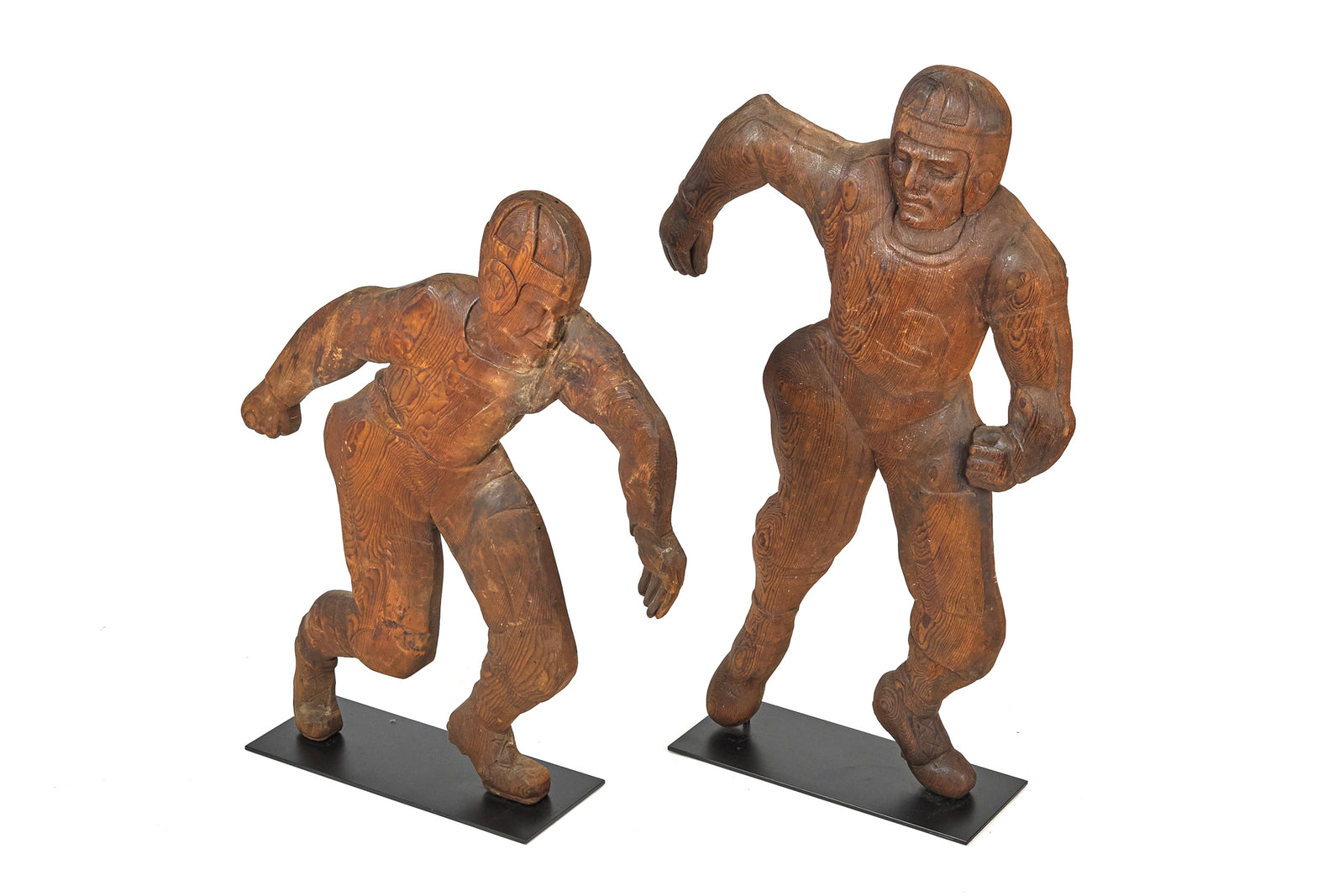 Hand-Carved Wood Football Players