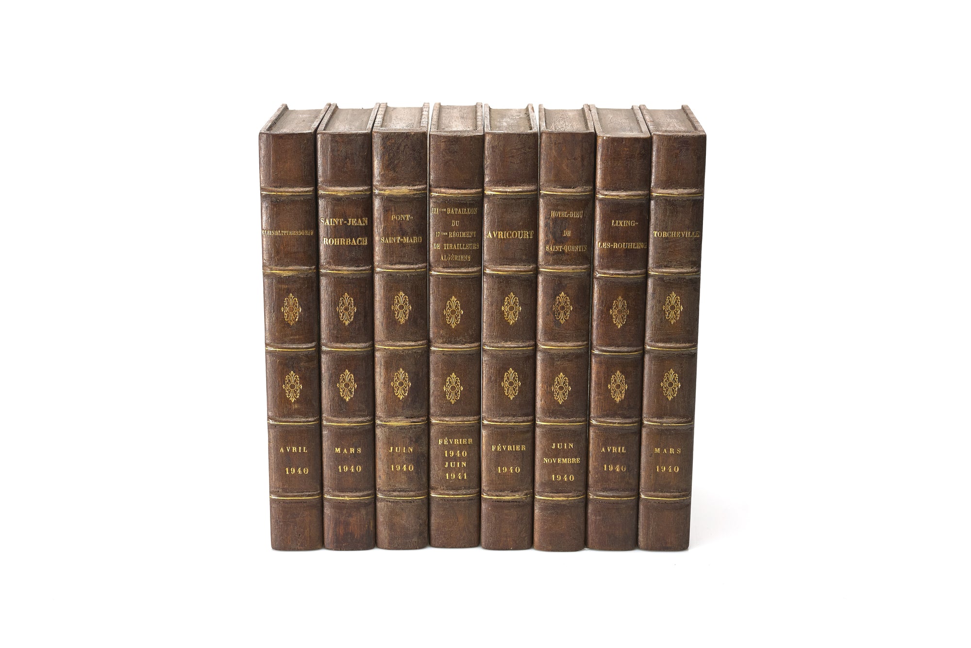 Hand-Carved French Faux Books, Set of 8