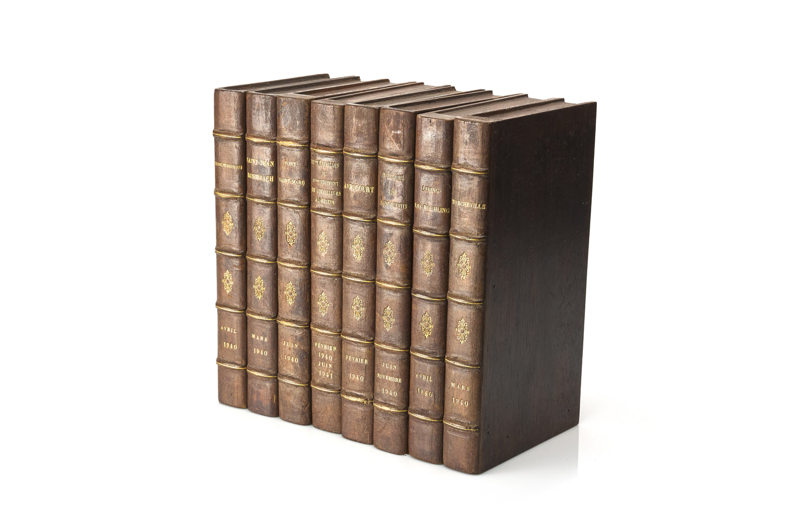 Hand-Carved French Faux Books, Set of 8