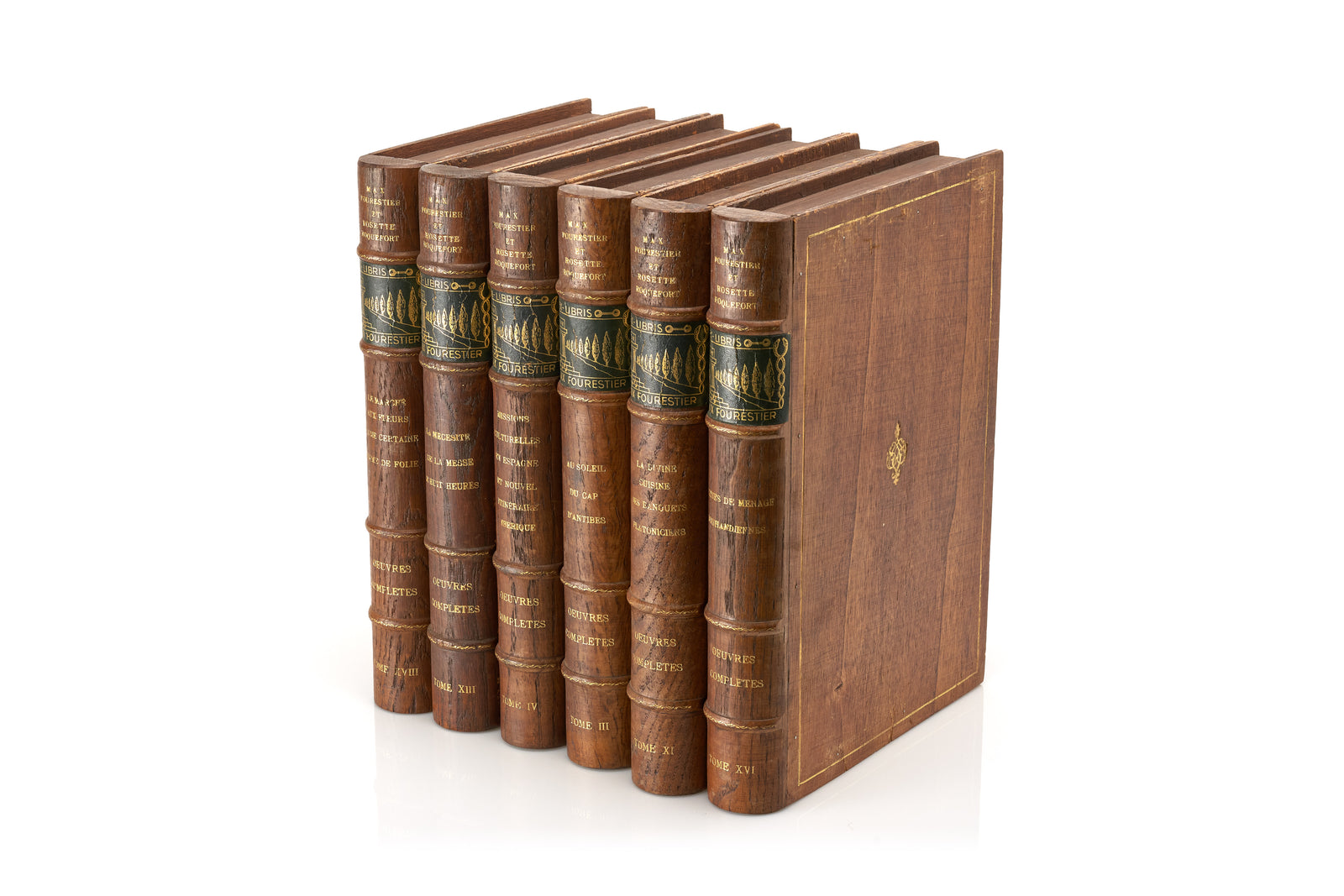 Hand-Carved French Faux Books, Set of 8